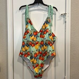 NWT! Posh peanut citrus fruit mint v neck one piece
